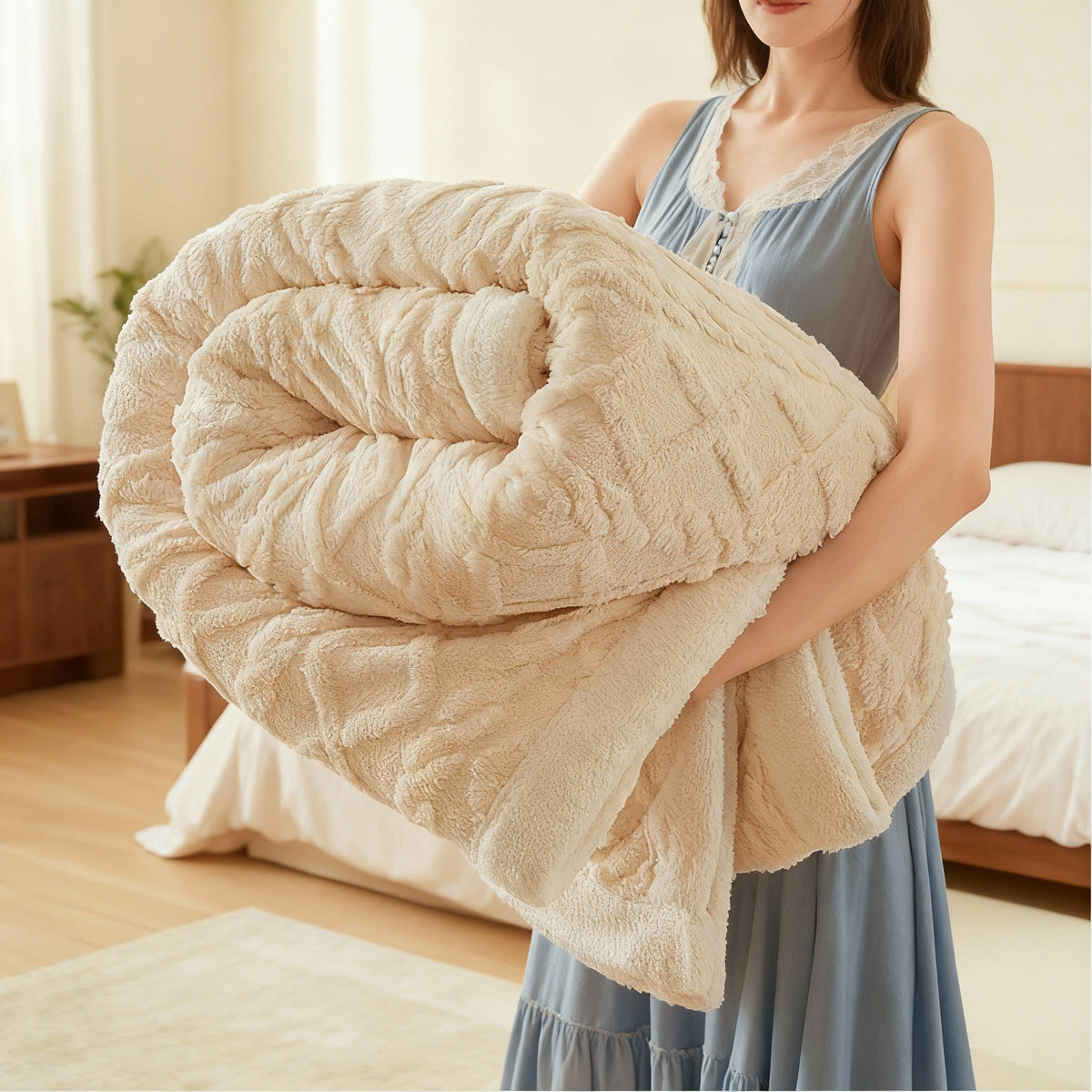 Soft plush luxury flannel blanket by 2Dropme, cozy washable throw perfect for warmth and comfort.