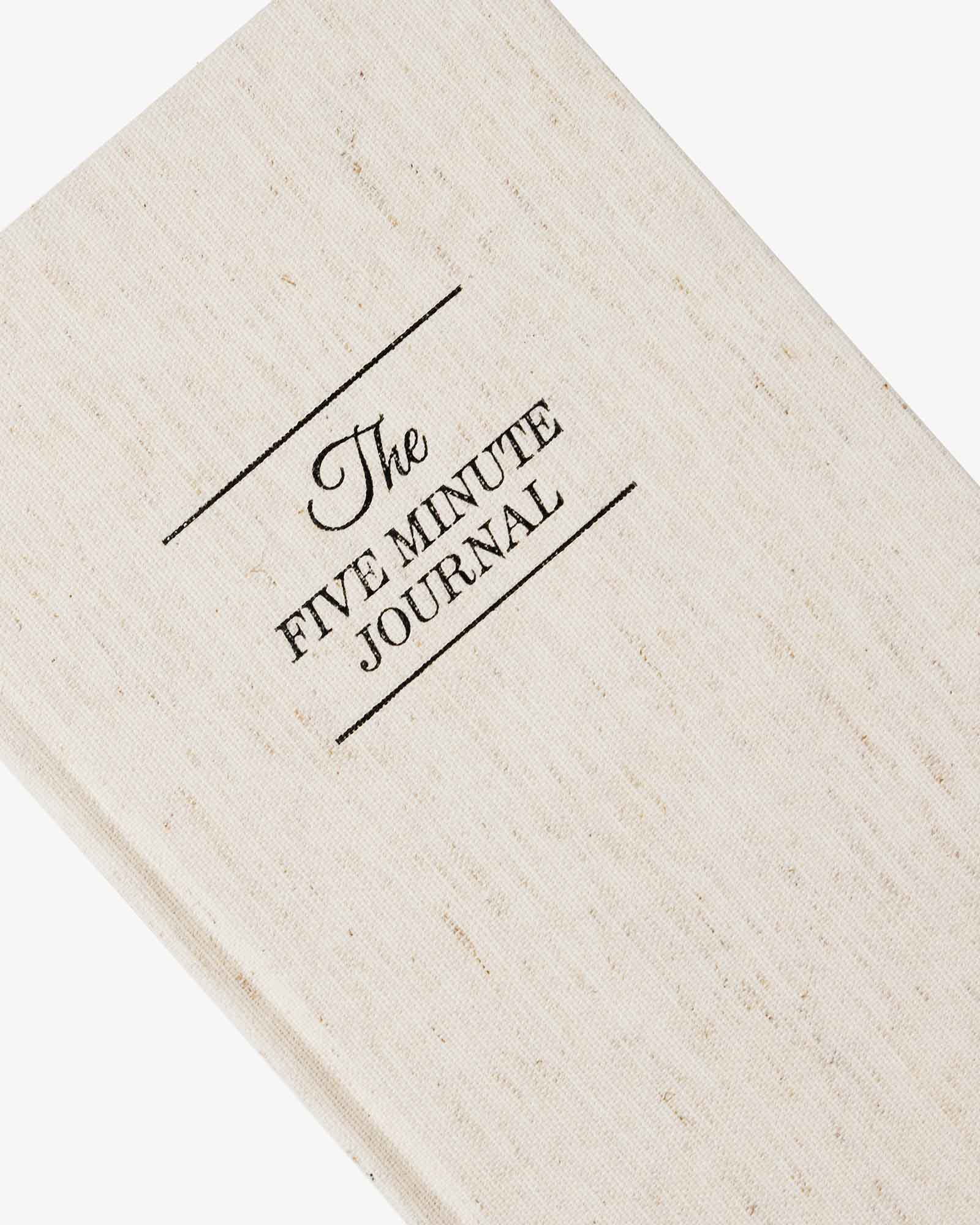 The Five Minute Journal by Intelligent Change, original linen mindfulness journal with a hardcover and minimalist design.