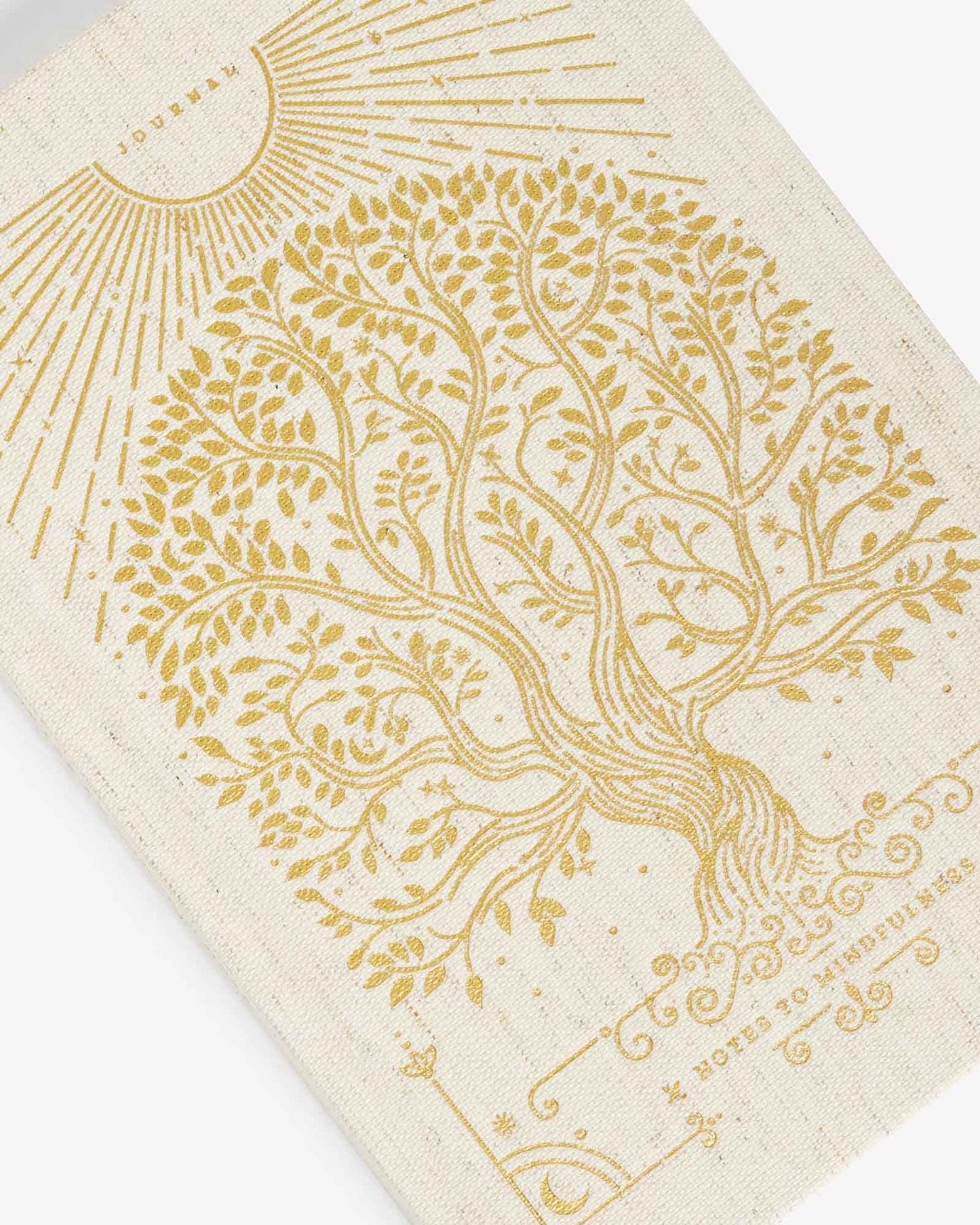Notes to Mindfulness Journal in linen cover by Intelligent Change, featuring an open journal with handwritten notes and mindfulness prompts.