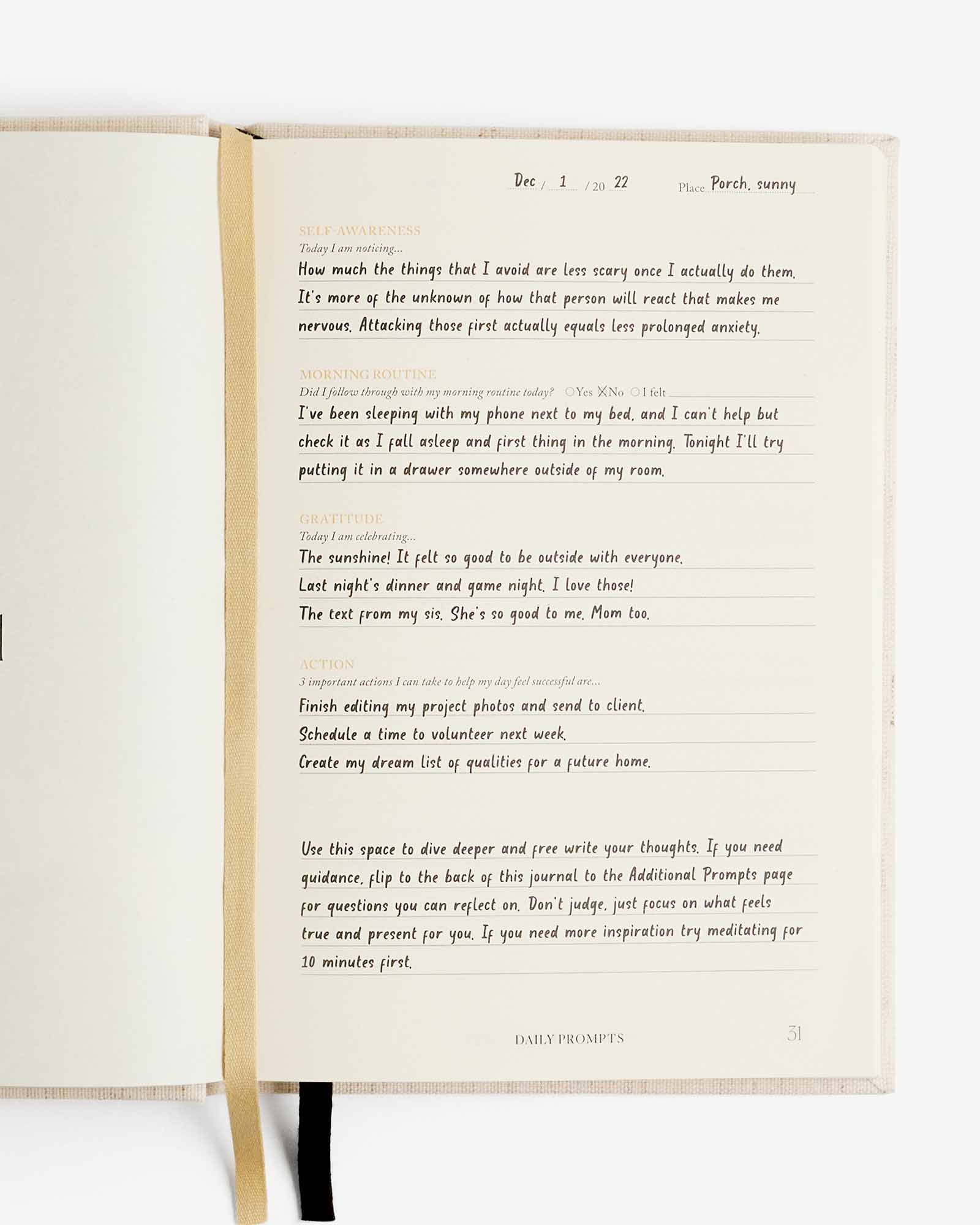 Notes to Mindfulness Journal in linen cover by Intelligent Change, featuring a peaceful, minimalist design for mindfulness practice.