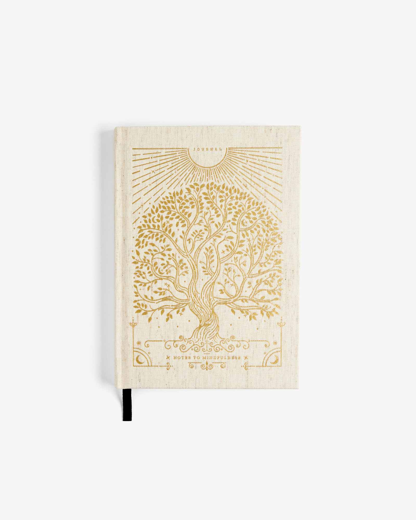 Notes to Mindfulness Journal in linen cover by Intelligent Change featuring a calming design and journal pages inside.