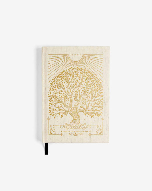 Notes to Mindfulness Journal in linen cover by Intelligent Change featuring a calming design and journal pages inside.