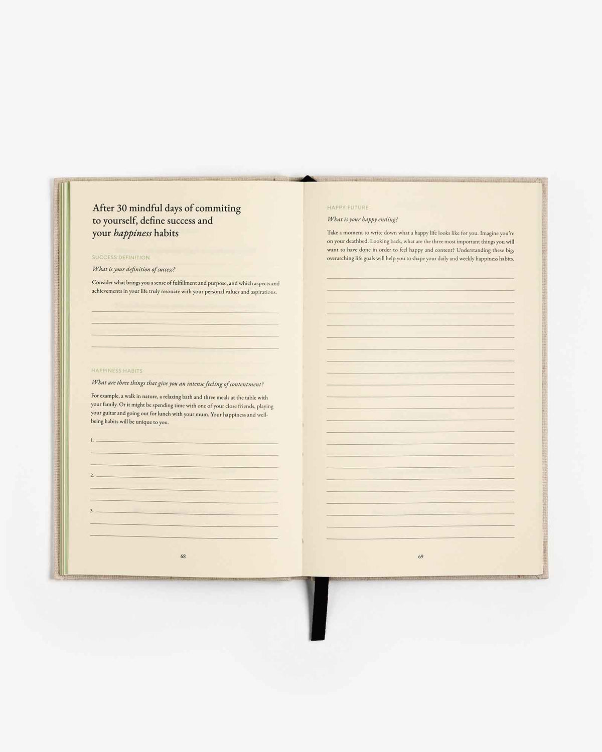 Mindfulness journal titled "The Three Question Journal" by Intelligent Change, featuring a clean, minimalistic cover design.