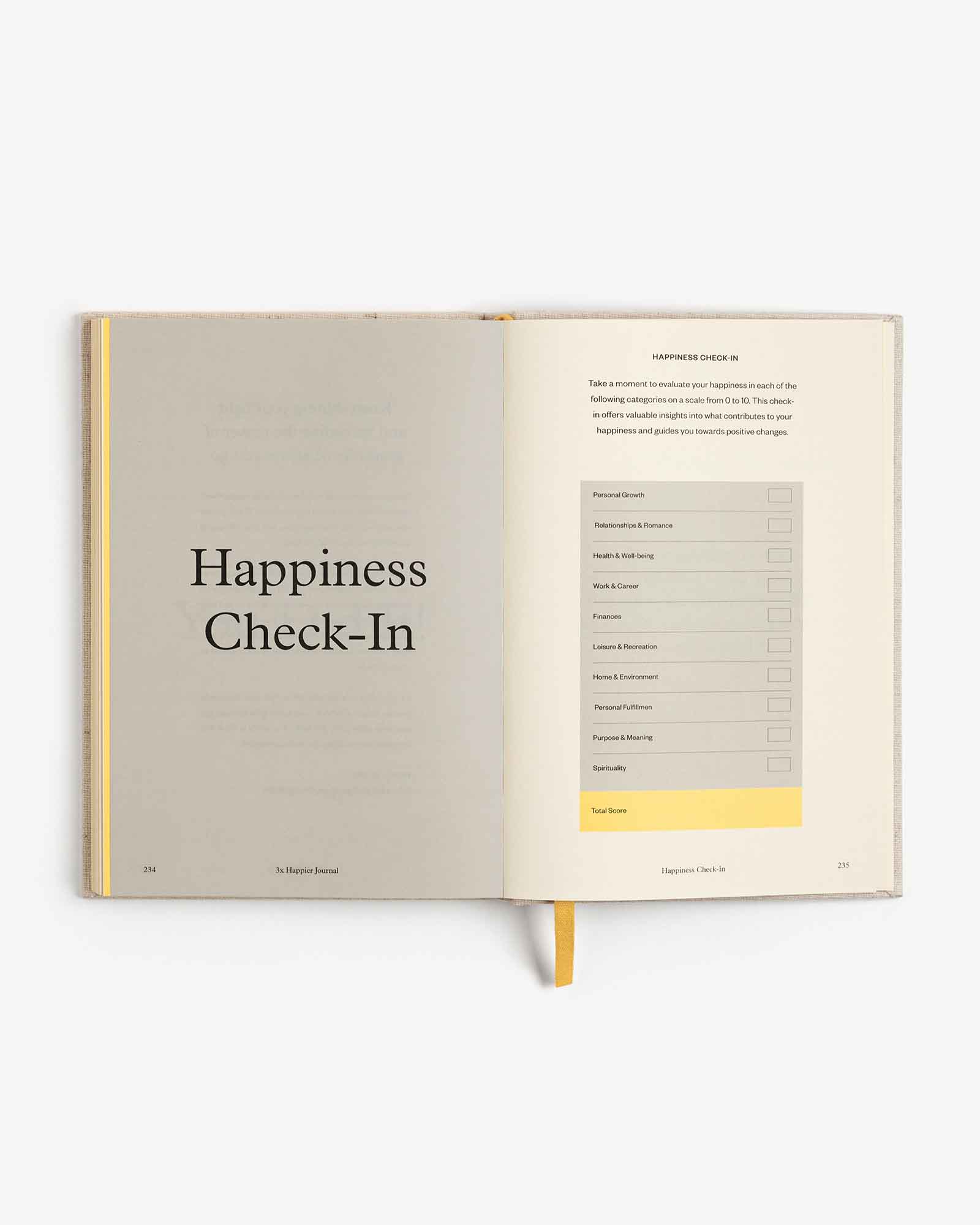 A 4x5 image of the Intelligent Change 3x Happier Journal with a closed cover and minimalist design.