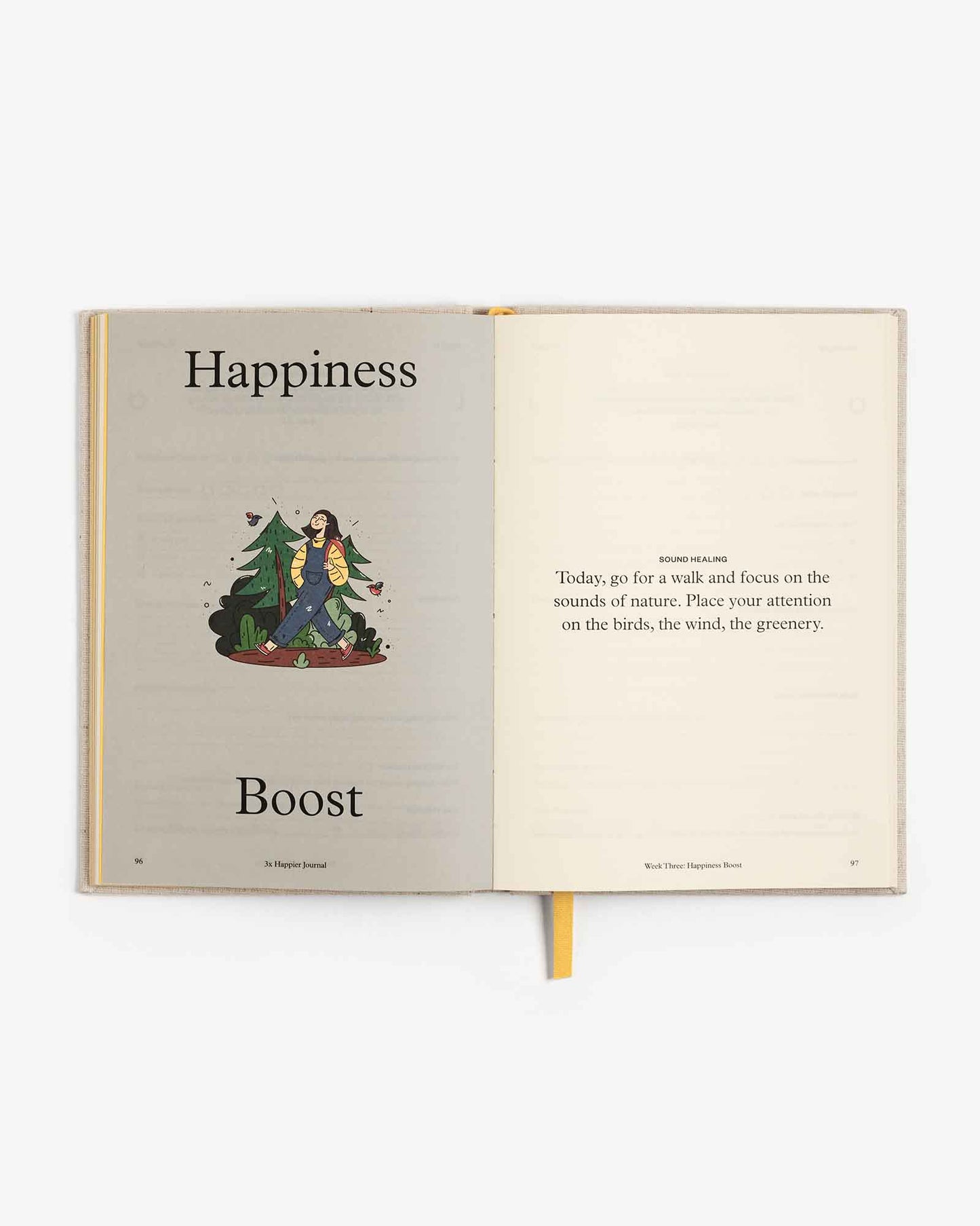 Three Happier Journals by Intelligent Change, featuring sleek covers and open pages for daily reflection and gratitude.