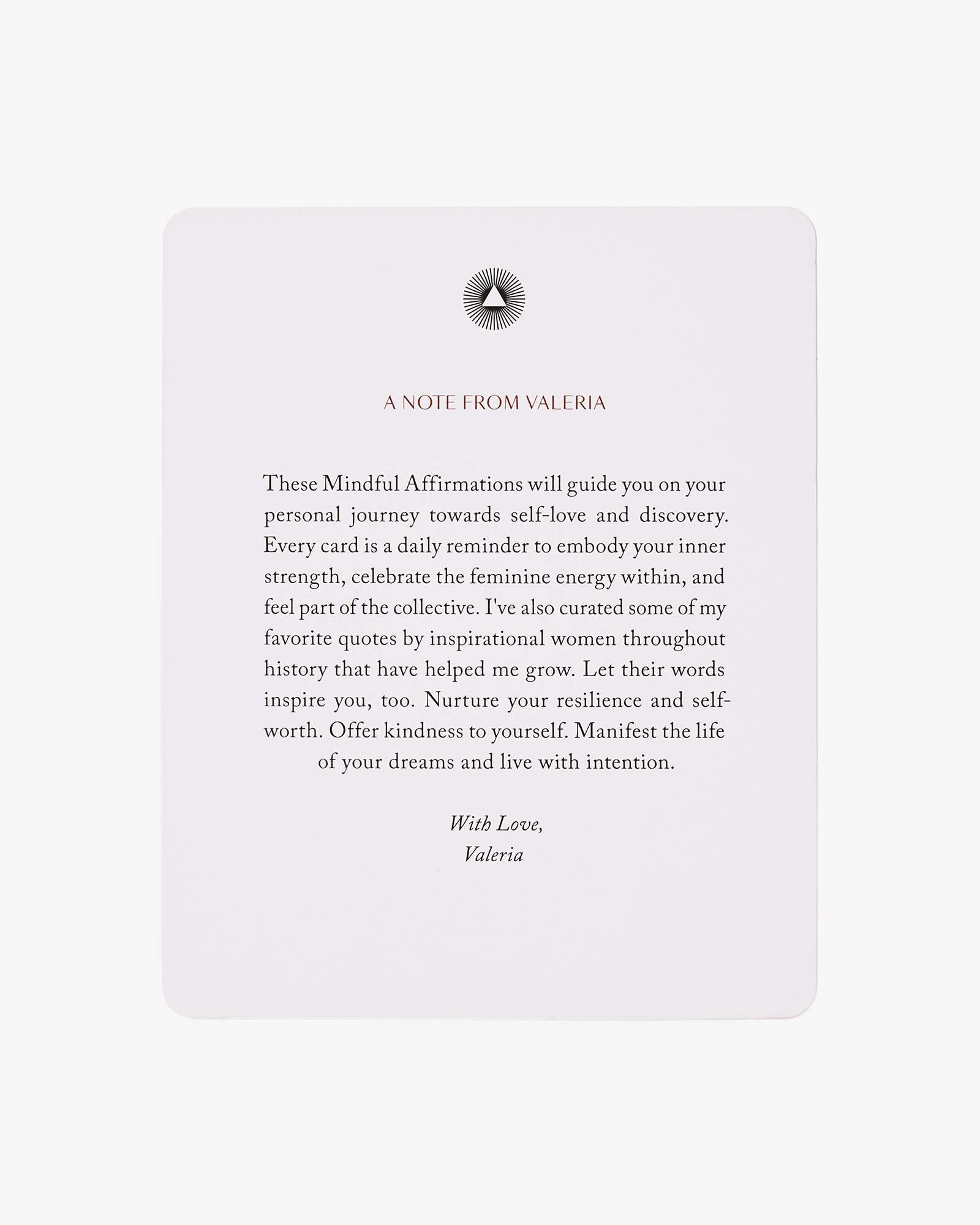 Mindful affirmations for women by Valeria Lipovetsky, featuring positive messages on a calming background from Intelligent Change.