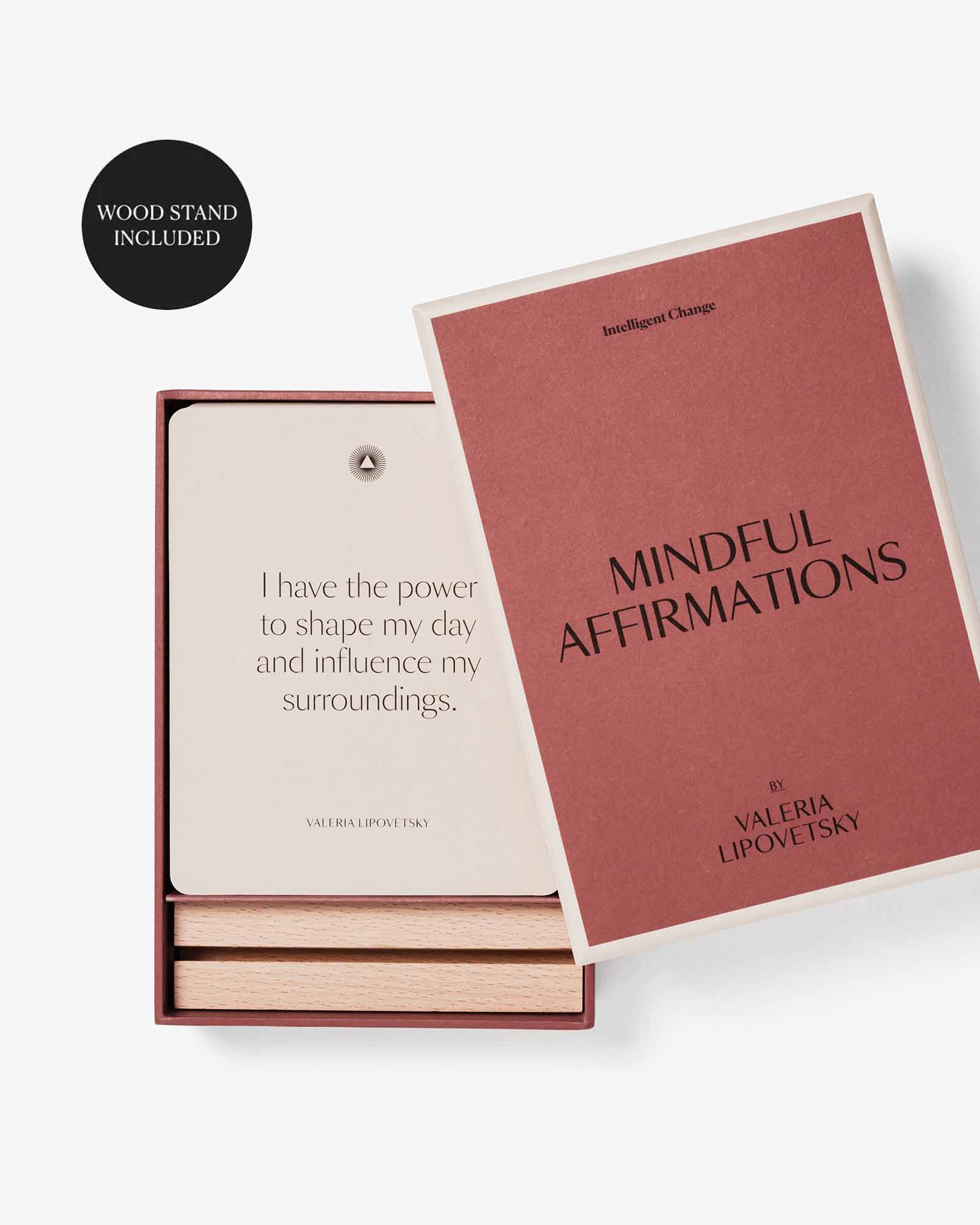 Set of four mindful affirmations cards for women by Valeria Lipovetsky from Intelligent Change, featuring inspiring quotes and designs.