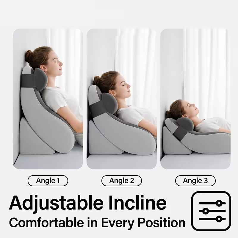 Eprolo large memory foam reading pillow with adjustable backrest for comfortable relaxation in bed or on a sofa.