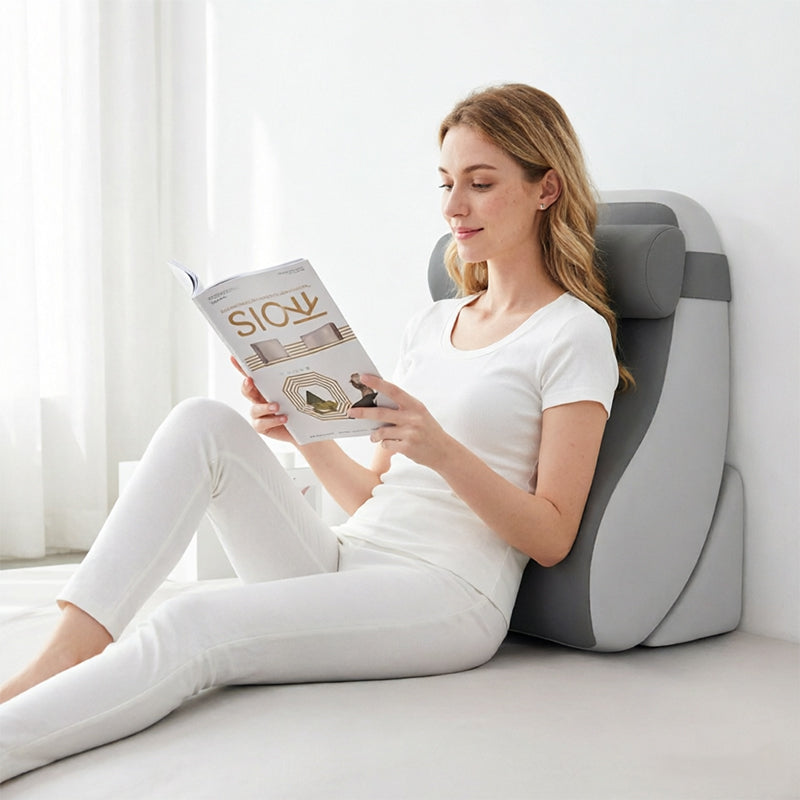 Eprolo large memory foam reading pillow with adjustable backrest and arm support for comfortable relaxation in bed.