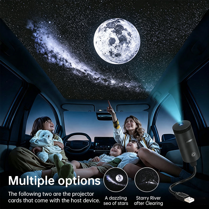 Eprolo USB star projector displaying a calming night sky with colorful stars for relaxation and ambient lighting.
