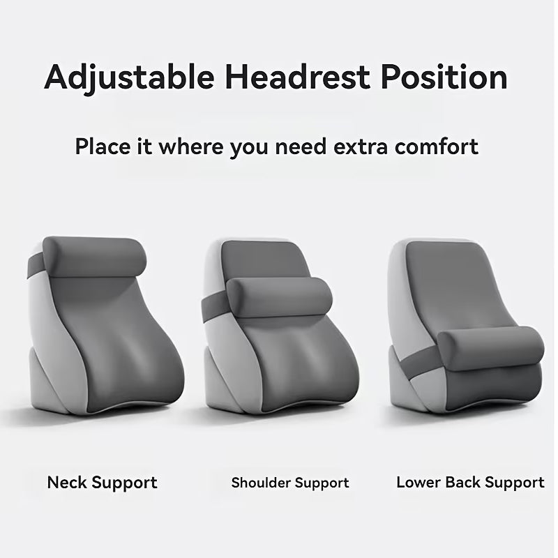 Large memory foam reading pillow from eprolo with adjustable backrest, designed for comfortable relaxation in bed.
