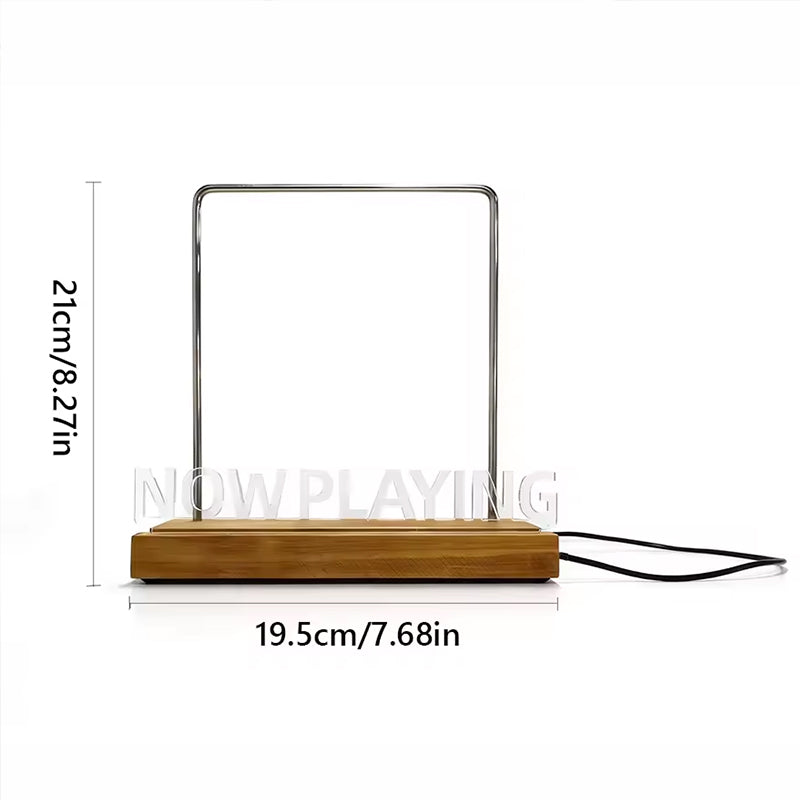 eprolo wooden vinyl record stand on desktop, showcasing a stylish album display for office decor or music enthusiasts