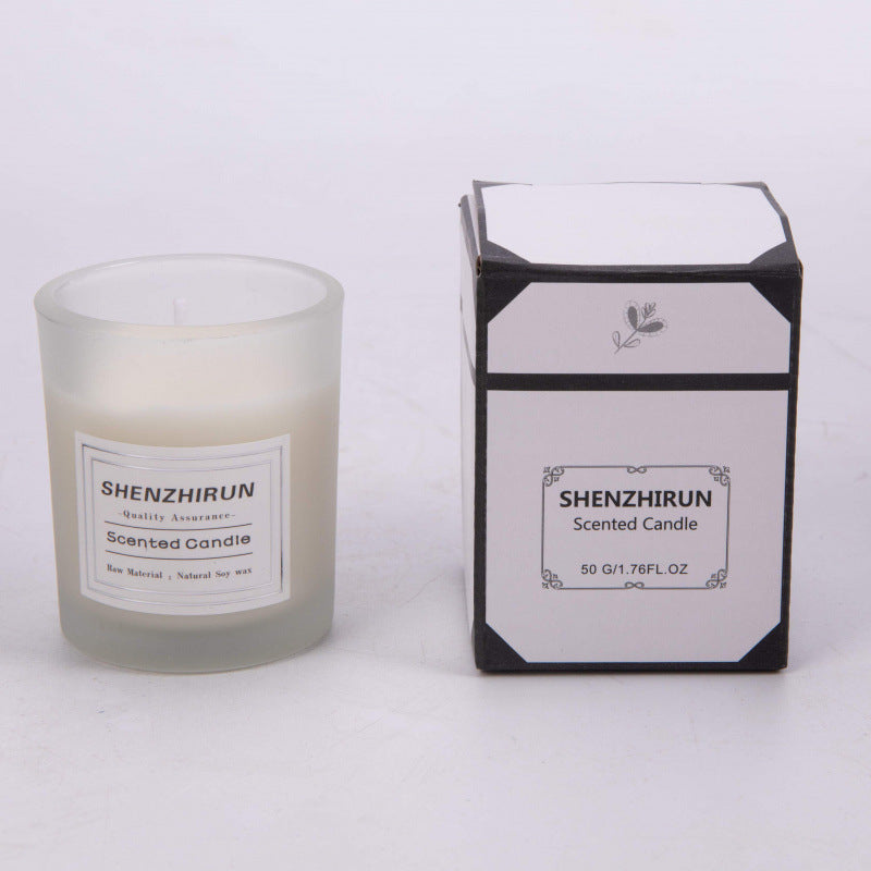 Mini scented candle by eprolo, soy wax, aromatic fragrance, ideal for indoor desktop decoration with warm, inviting glow.