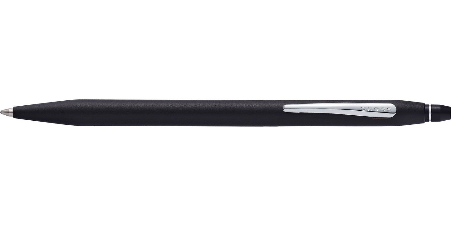 A.T. Cross Click™ Classic Black Ballpoint Pen with sleek black barrel and silver accents, shown from a side view.