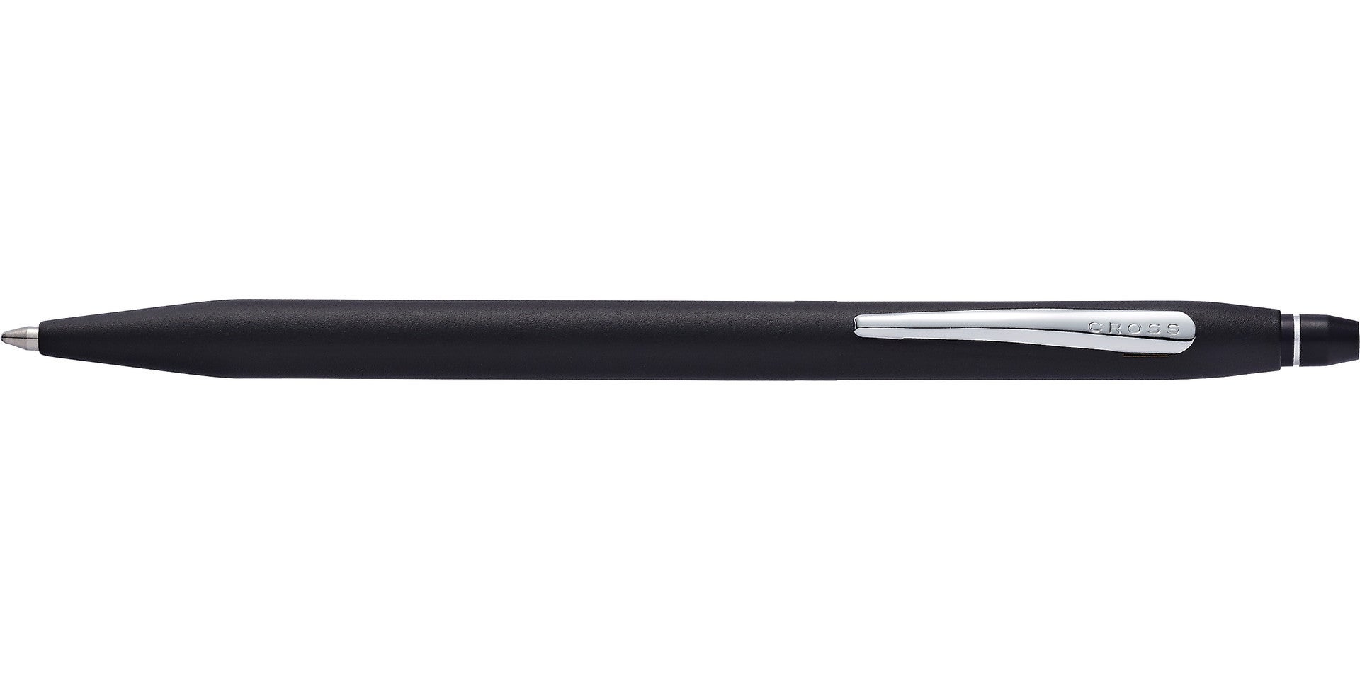 A.T. Cross Click™ Classic Black Ballpoint Pen with sleek black barrel and silver accents, shown from a side view.