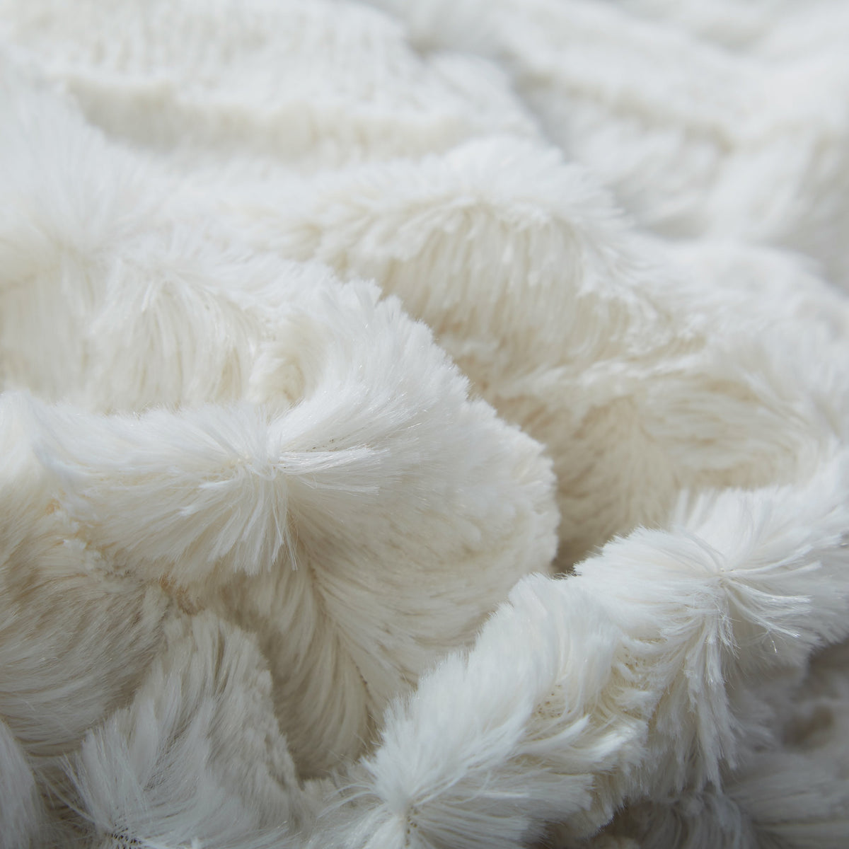 Tache White Ivory Polar Faux Fur and Sherpa Throw Blanket showing soft, plush fabric and cozy texture.