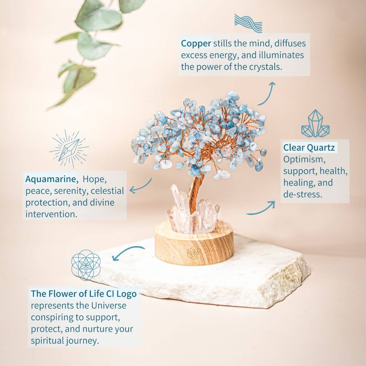Aquamarine Tree Guardian Angel Night Light by Conscious Items, a protective lamp with a detailed angel and tree design.